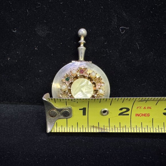 Vtg Pocket Size Portable Butler Ashtray Pill Box MultiColor Rhinestones jw1480 - Picture 15 of 15